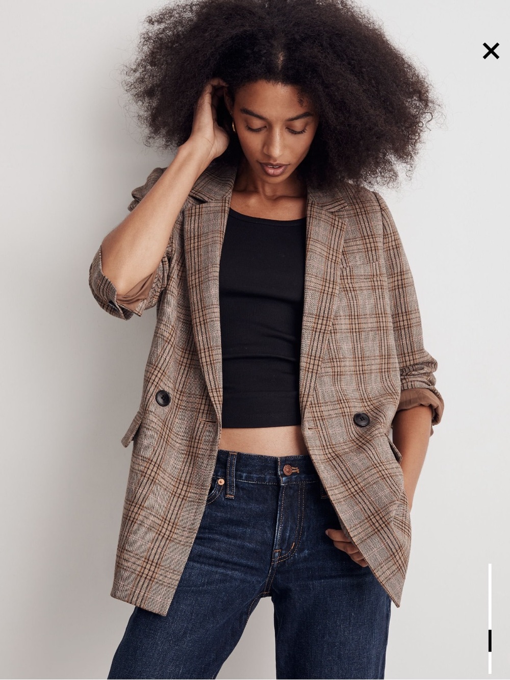 Madewell Caldwell Double-Breasted Blazer in Wardlow Plaid M